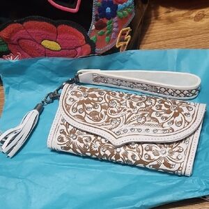 Chic White and Brown Women's Clutch